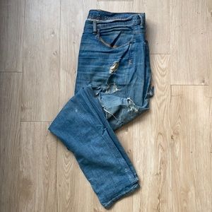 Tapered Ripped Light-wash Denim Jeans
